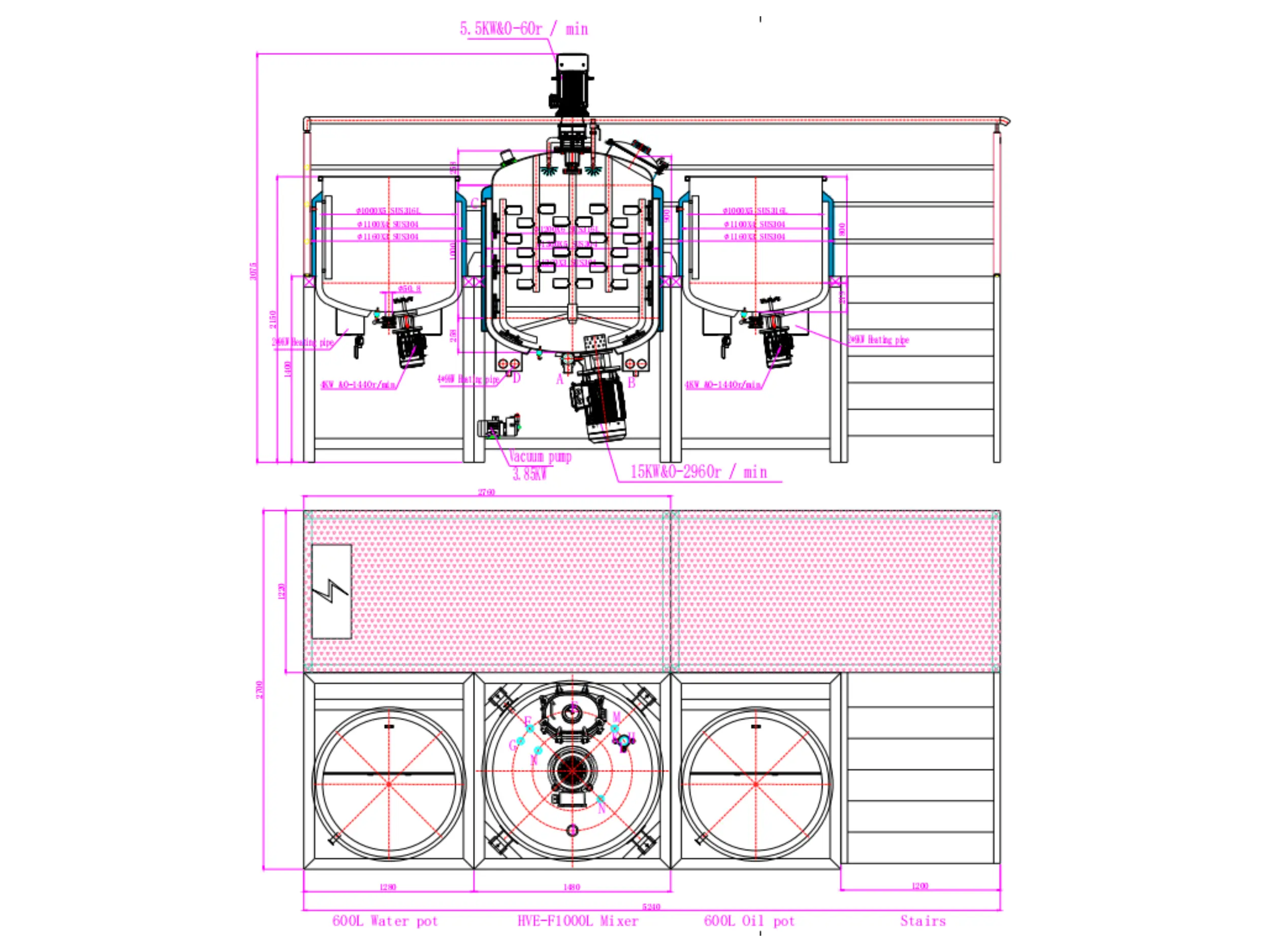 Vacuum Emulsifying Mixer Project Layout Drawing fixed vacuum emulsifying mixer installation and equipment layout drawing for the Poland skincare project