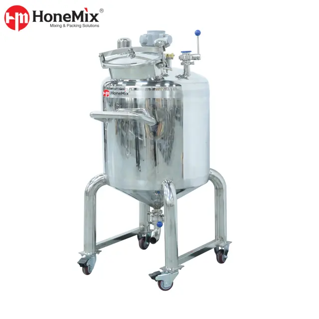 ALM-R Automatic Round Bottle Labeling Machine HONEMIX Stainless Steel Perfume Mixing Storage Tank Product